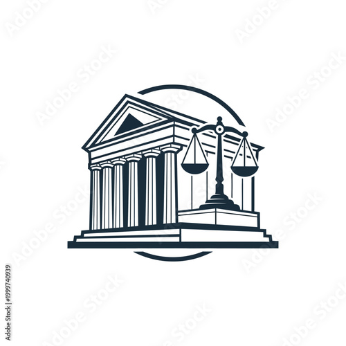 Law and justice court building icon.