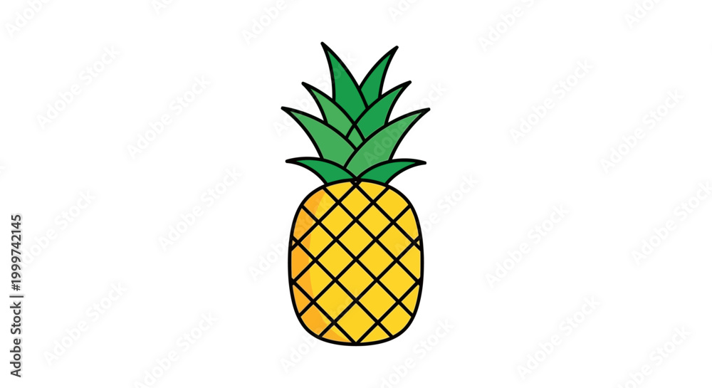 Obraz premium Vibrant pineapple illustration on white background for commercial design
