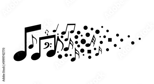 Fotografía Black music notes on white background.