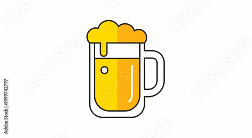 Stylized illustration of a beer mug with golden liquid and foam detail