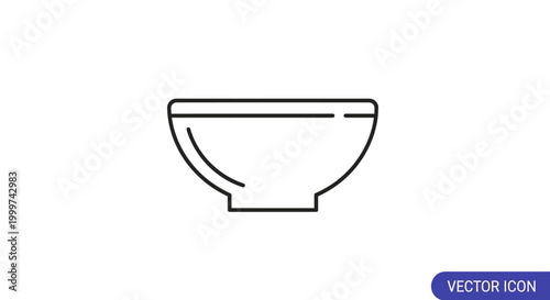 Minimalist linear illustration of an empty bowl for culinary or design purposes