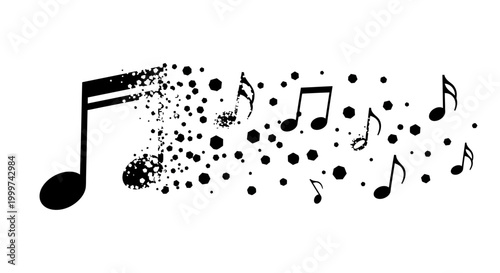Bild auf Leinwand Black Music Notes Floating in Air.