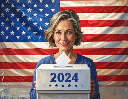 Woman casting vote in 2024 election
