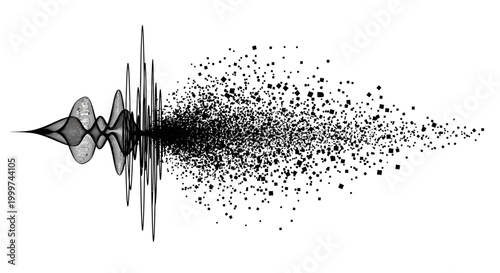 Obraz na plátně Sound wave particle dispersion graphic.