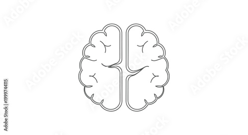 Minimalist Brain Outline Icon - Top View
