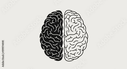 Split Brain: Black and White Hemispheres, Abstract Concept of Mind, Logic vs Creativity