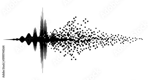 Konstfotografi Sound wave particle dispersion graphic.