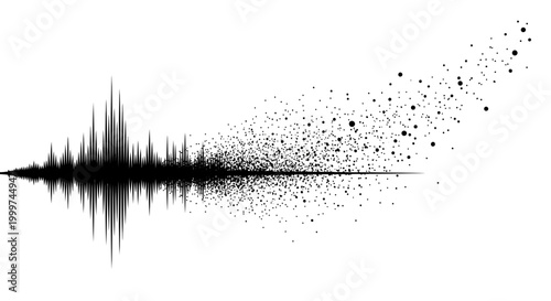 Sound wave dissolving into particles.