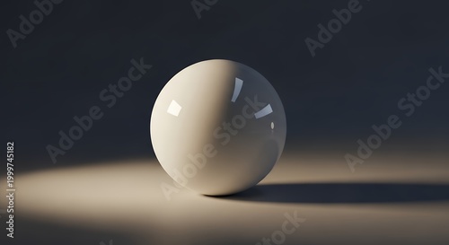 White Sphere on a Dark Background with Focused Lighting.