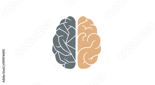Split Brain Icon: Logic vs. Emotion, Analytical vs. Creative Thinking