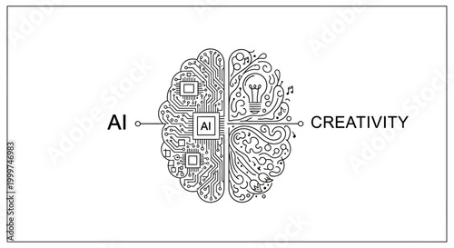 AI and Creativity Brain Concept: Technology meets Imagination