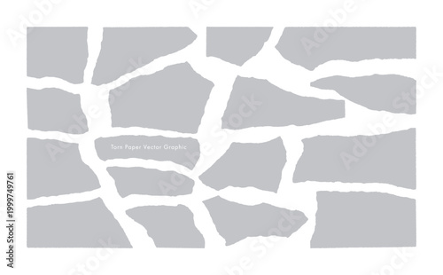 破れた紙のベクター・グラフィック素材（Grey）