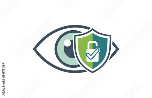 Free Download Graphic icon featuring a stylized eye combined with a protective shield and a padlock. - GFXLoad