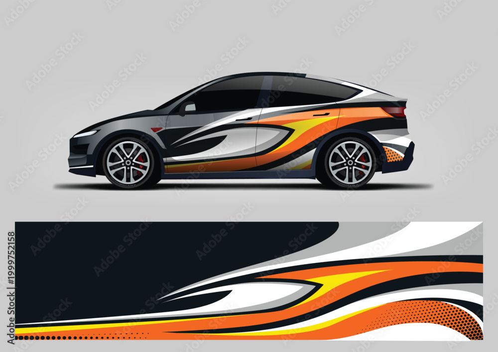 Fototapeta premium orange and white Racing Stripe Background for Car Wrap Design
