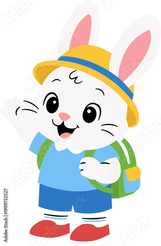 Rabbit with backpack
