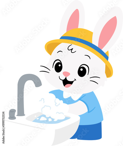 Rabbit washing hand
