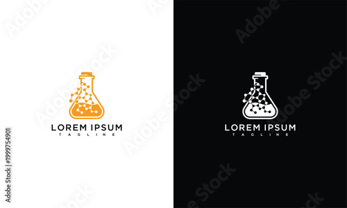 Digital Science Flask Logo with Abstract Particles