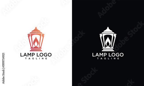 Vintage Lamp Logo With Flame