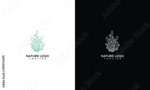 Minimalist Coral Logo Design on White and Black Backgrounds