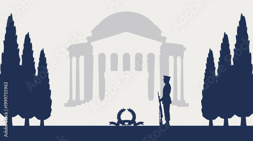 Remembering sacrifice a solemn memorial day honor guard stands vigil before a grand national monument