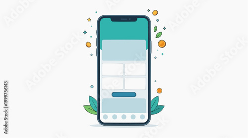 A minimalist illustration of a modern smartphone, its clean interface representing connectivity and access to the digital world.