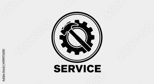 Hammer and Gear Icon with "SERVICE" text - Repair, Maintenance, Industry Concept