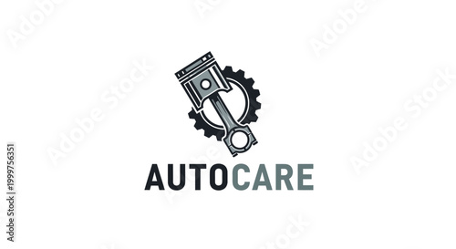 Automotive piston and gear logo for auto care and repair services