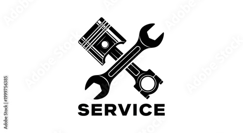 Mechanic Symbol: Piston and Wrench Crossed, Service Icon
