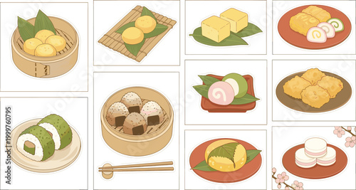 Collection of Traditional Japanese Sweets Including Mochi, Dango, and Tamago for Cultural, Culinary, and Festive Occasions