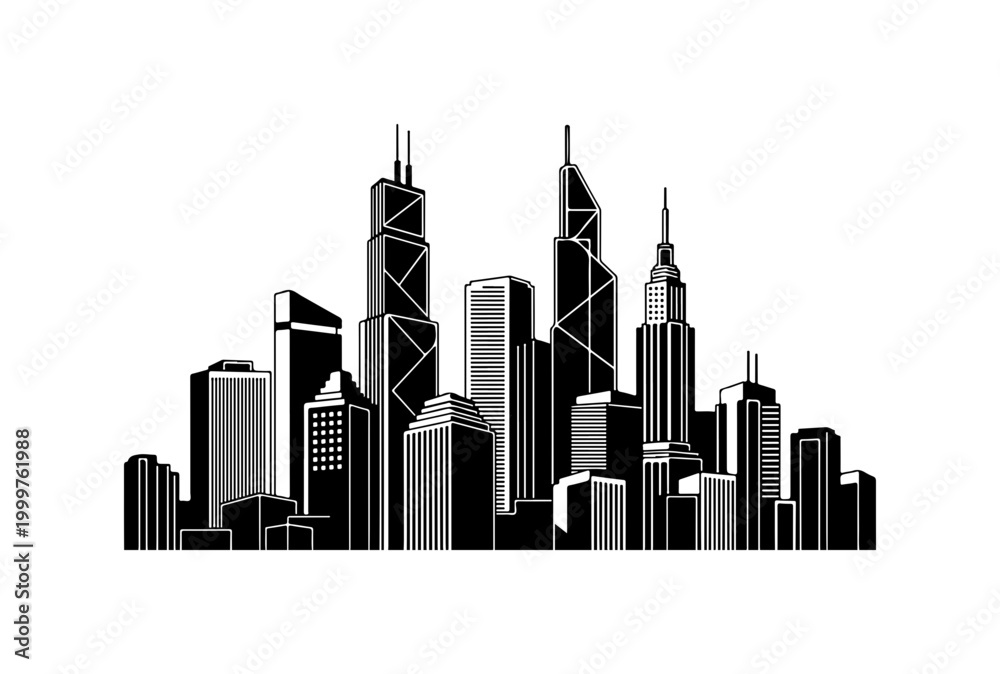 Fototapeta premium Modern Minimalist Skyline Vector Illustration