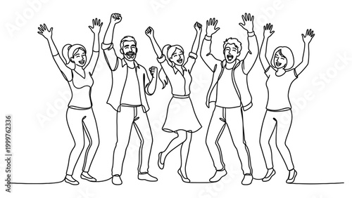 Diverse group of people celebrating together.