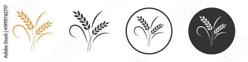 Collection of Farm Wheat Ears Harvest Decorative Element isolated on transparent background. vector stock illustration