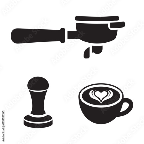 Barista dad icons with portafilter and tamper set