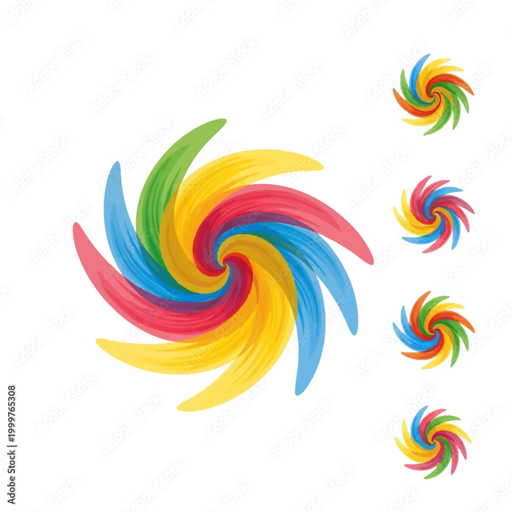 Fototapeta premium Colorful Swirling Pinwheels Abstract Design Elements.