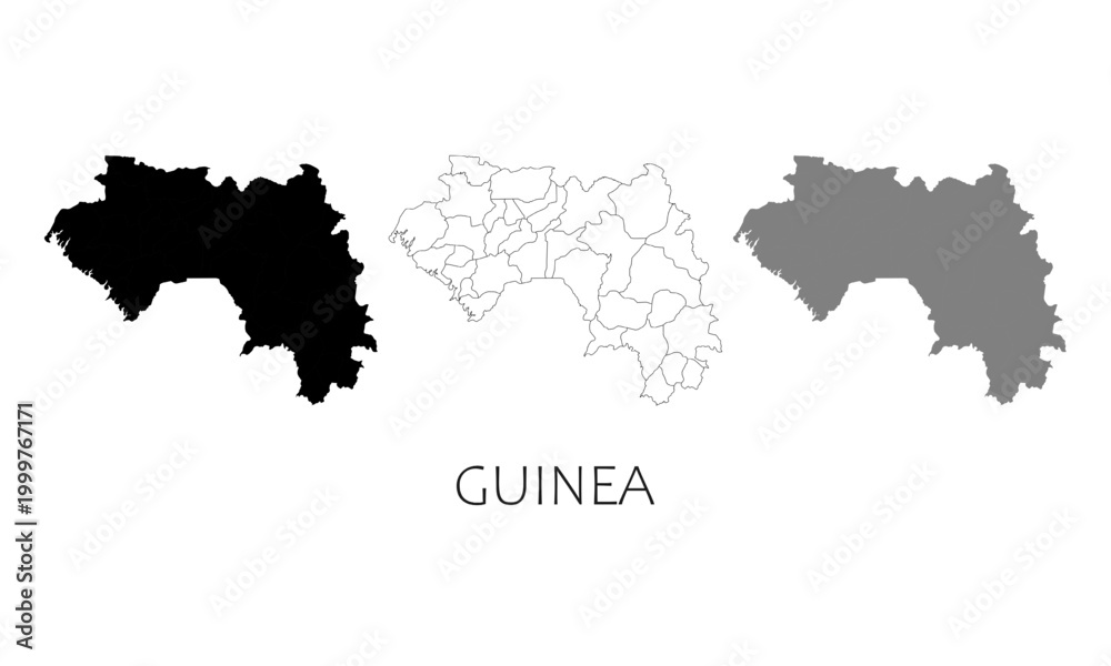 Fototapeta premium Guinea map in high quality (black, white, grey)