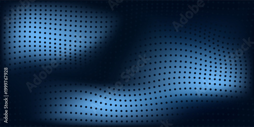 Abstract technology big data digital background. Dot blue wave light screen gradient texture background. 3d wave point fractal grid science futuristic audio