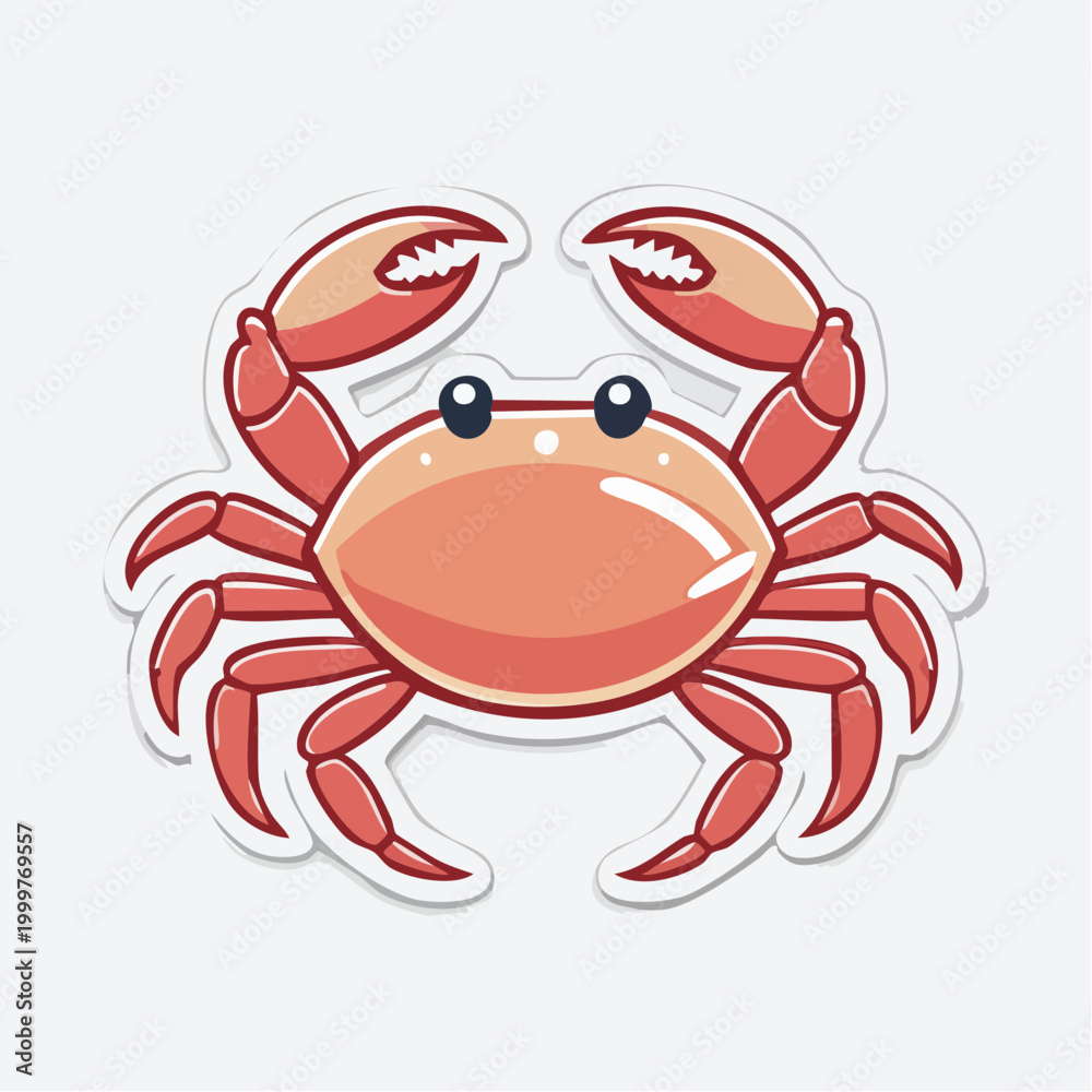 Fototapeta premium Cute Cartoon Crab Sticker