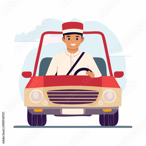 Bellhop Driving a Car