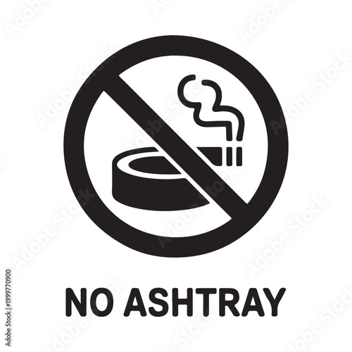 No smoking sign with ashtray icon black silhouette on white