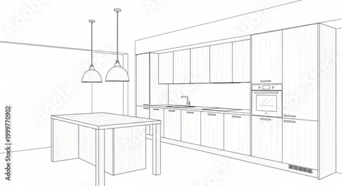 Minimalist Modern Kitchen Interior Design Illustration.