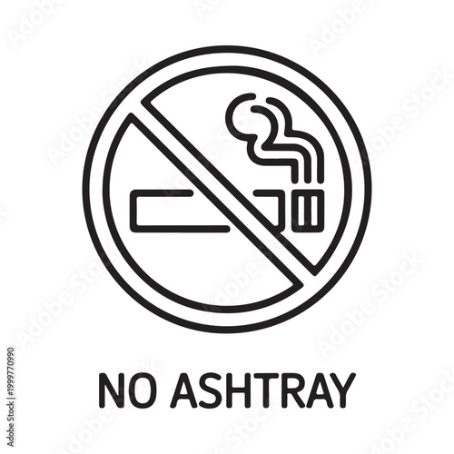 No smoking sign icon black line art on white background