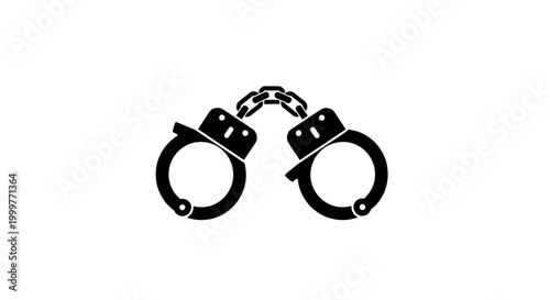 A simple black vector illustration of linked handcuffs as a symbol of restriction and capture