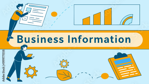 Professionals analyzing data infographics, bar graphs, and checklist clipboard. Concept for market research, business intelligence, financial reporting, and project tracking.