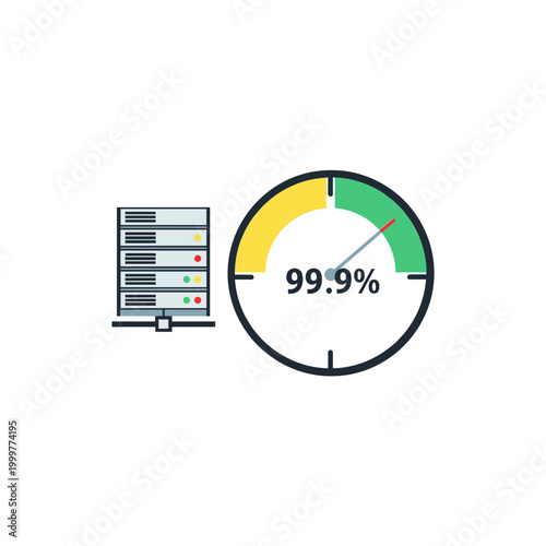 Server Uptime Indicator Icon Showing 999 Percent Availability.