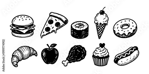 Food Silhouette Bundle Fast Food Clipart Set