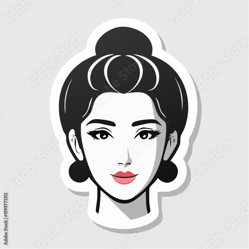 Stylized Portrait of a Woman with Updo Hairstyle