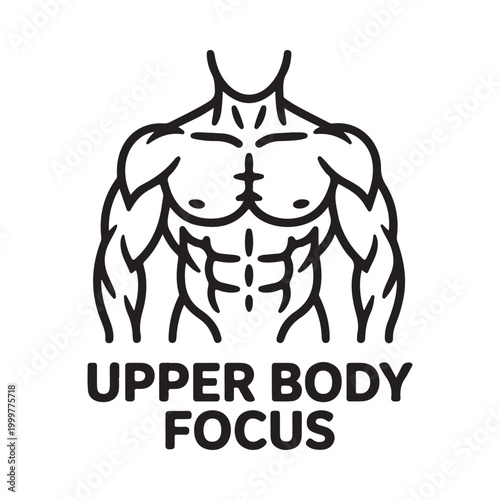muscular upper body silhouette with text black and white