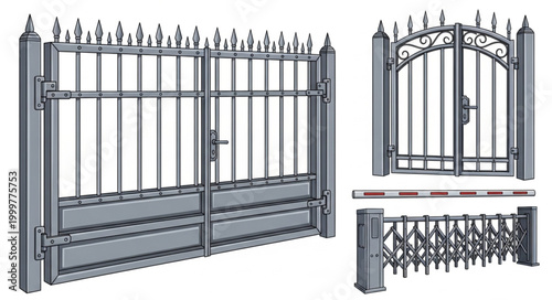 Elegant Metal Garden Gate with Ornate Design and Locking Mechanism.
