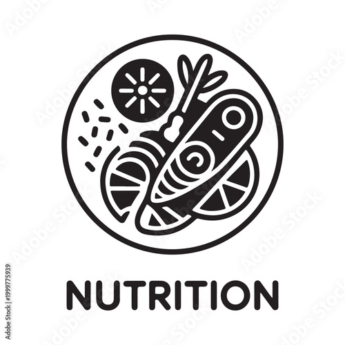 Vegetable Illustration Within Circular Frame With Nutrition Text