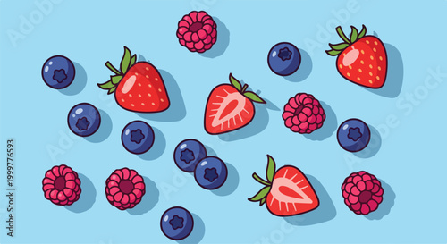 A colorful arrangement of fresh mixed berries.